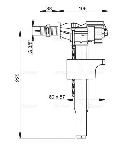 A16-3/8 Впускной механизм с боковой подводкой и металлической резьбой (для керамических бачков) Alca Plast в Лабинске
