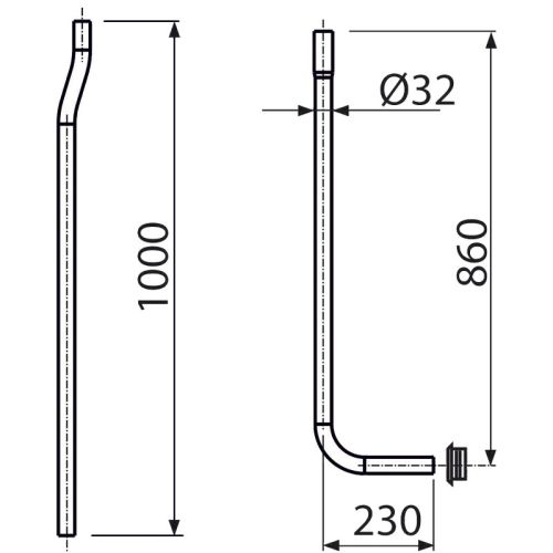 Alca Plast A95 Водосливная труба 32 мм, состоящая из двух частей + прокладка гофрированная в Лабинске