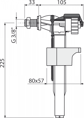 A16M-3/8" Впускной механизм с боковой подводкой и металлической резьбой для пластиковых бачков и скрытых систем инсталляции замена на А160Р-3/8“ Alca Plast в Лабинске