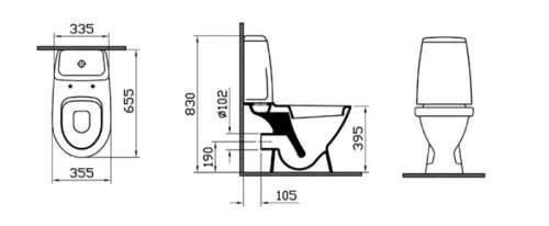 GRAND-1 без бидетки: напольный унитаз, бачок , механизм смывыва 3/6 л, сиденье стандарт с металличес Vitra в Лабинске